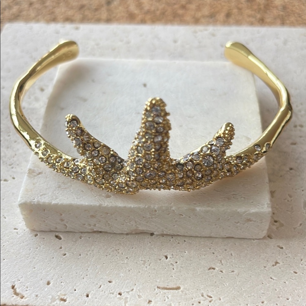 Alexis Bittar Gold Crystal Crown Bracelet Pavé Statement Cuff Sculptural Rare